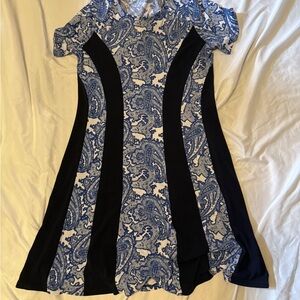 Michael Kors Blue and Black Paisley Midi Dress
